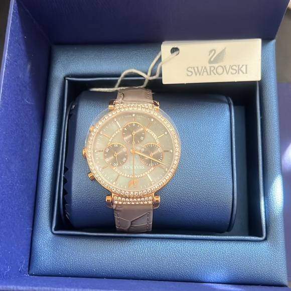 NIB Swarovski Passage Chrono gray band, rose gold watch - Picture 9 of 9